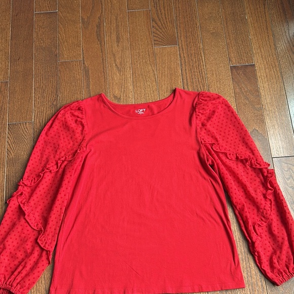 Ladies size large red LOFT Outlet long sleeve top - Picture 2 of 8